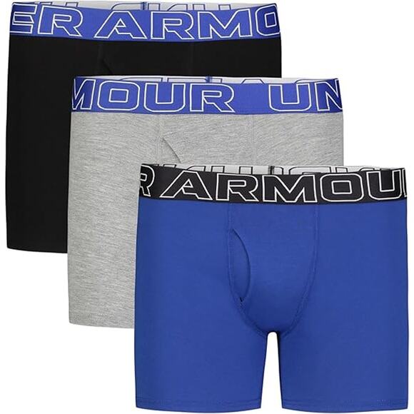 New 3-Pack Under Armour Boys Large Blue Stretch Boxer Jock Lightweight Underwear - Picture 1 of 3